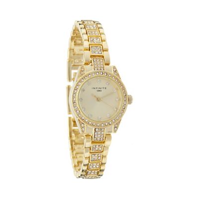 Ladies gold diamante bracelet watch